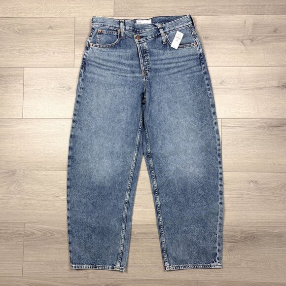 GAP Women’s High Rise Crossover Barrel Jeans Denim Blue Size 29 8P - Picture 2 of 7